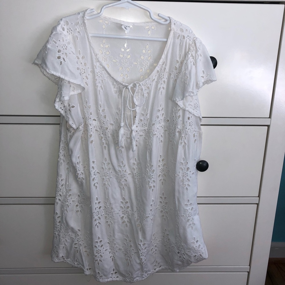 White Blouse with Cutouts